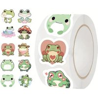 Cartoon Frog Thank You Stickers Roll, Self-Adhesive Decorative Sealing Labels for Craft, Gift Wrapping and Party