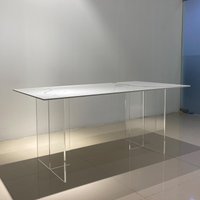 Transparent acrylic table legs custom T-shaped suspended rock slab dining table bracket coffee island support legs