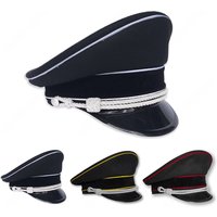 Black Woolen Large Brim Cap Replicated Classic Men's Outdoor Camping Travel Gear Military Fan Accessories Flat Top Cap One Si...
