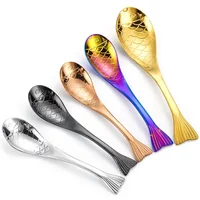 304 stainless steel spoon spoon creative fish-shaped cartoon fish spoon dessert spoon rice spoon gold-plated stirring spoons