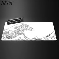 XXL 90x40cm Black and White Giant Wave Keyboard Game Anime Mouse Pad Non-slip Rubber Art Computer Desk Mat Carpet With lockedge