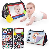 Livre en tissu pour bébé avec miroir déformé, dessin animé doux, interactif Parent-enfant, jouet éducatif précoce Montessori pour enfants