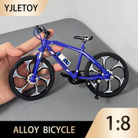 1:8 Mini Model Alloy Bicycle Blue Diecast Decoration Metal Finger Bmx Mountain Mini Bike Simulation Toys Boy