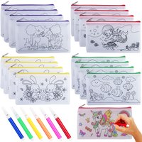 Pen Bag Non Woven Fabric Stationery Colored Zipper Bags Suitable for Children Graffiti Cartoon Pattern Portable Storage Bag TMZ