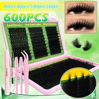 Lash Clusters Kit, 10–18 mm D Curl 60D/80D/100D/150D Natural Thick Volume Individual Eyelashes Book Set Eyelash Glue Extension