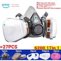 17in1 6200 Gas Mask Chemical Respirator Protective Half Face Mask Industrial Paint Spray Anti Organic Vapor 6001/2097 Filter