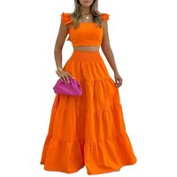 Spring Summer Print Women Skirt Two Piece Set Printed Slim Slit Skirt Sets Sexy Off Shoulder Top And 2 Piece Suits Party Outfits
