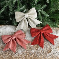 Large Red Gold Sparkling Bow Glitter mas Tree Hanging Ornaments Topper for New Year Bowknot Hanging Navidad 2024 New Year Gift