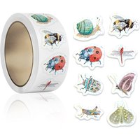 500PCS Laser Bug Stickers 8 Styles Sticker Rolls Cartoon Insect Stickers Bug Party Favors Waterproof Vinyl Stickers, (1inch)
