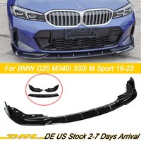Lèvre de pare-chocs avant style GT pour BMW Série 3 G20 G21 G28 M340i 330i 330e M Sport 2019-2022, kit carrosserie diffuseur noir brillant