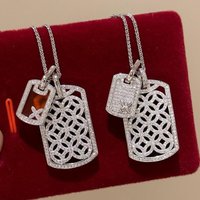 Luxurious silver 925 inlaid diamonds square necklace retro new in Chinese style exquisite luxury collar chain jewelry gift