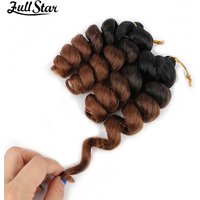 Tresses au crochet Full Star 8 pouces, ondulations françaises lâches, cheveux synthétiques noirs ombrés marron, boucles en spirale pour femmes, usage festif