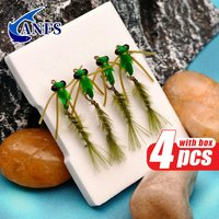 ANFS Hand Made 4pcs Fly Fishing Flies, Realistic Damselfly Fly Lures for Bass, Pike-Trout Fly Fishing Gift,Fly Fishing Hook