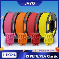 JAYO 3D-Hochgeschwindigkeits-Matt-PETG/PLA-Klassiker-Drucker-Filament, 1,75 mm, 4 Rollen/Set, ordentlich gewickelt und ungiftig, PETG für 3D-FDM-Drucker