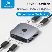 Hagibis USB C Switch Bi-Directional USB C Splitter 1 in 2 Out/2 in 1 Out Switcher 10Gbps 100W for Laptop Macbook Thunderbolt 4/5