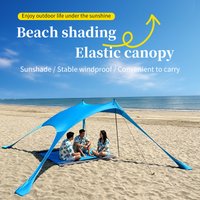 Beach Canopy Sun Shade Tent Lycra UV Protection Portable Windproof Sandbag Beach Shelter Outdoor Camping Sunshade Easy Setup
