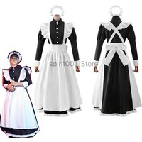 Anime Maid Dress Men Cosplay Costumes Gothic Long Black White Apron Housekeeper Male Chef Lolita Collection Girls Maid Uniform