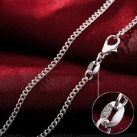 New arrive 925 Sterling Silver 40-75CM LONG 2mm Width Side Chain Necklace For Women Man Fashion Wedding Charm Jewelry