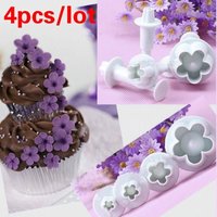 4Pcs/Set Plum Flower Plunger Fondant Mold Cutter Cake tools Decorating Christmas Cake Decorating Tools
