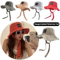Plaid Fishing Cap Breathable Summer Sun Protection Hiking Bucket Hats Fashion Wide Brim Versatile Camping Travel Visor Hat
