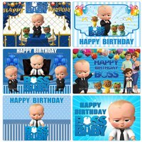 Boss Baby Cartoon Backdrop Smart Lovely Boy Birthday Party Decor Baby Baptism Festive Supplies Photo Backdrop Party Scene Decor