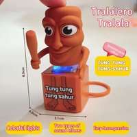 New Tralalero Tralala Tungtungtung Wooden Stick Man Button Keychain with Luminous Pendant - Anime Peripheral Decor Gift Toys