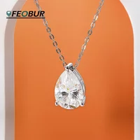 FEOBUR 1-4CT Pear Cut Moissanite Diamond Necklace for Women Certified 925 Sterling Silver Waterdrop Pendant Neckchain Jewelry