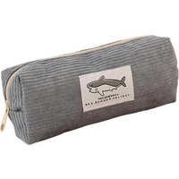 Cute Shark Corduroy Pencil Case Korean Style Large Capacity School Pen Bag Pencilcase Cosmetic Makeup Pouch for Students Girls