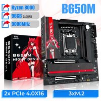 JGINYUE B650M NIGHT DEVIL Desktop Gaming Motherboard AM5 DDR5 96GB 9000MHz M-ATX USB 3.2 M.2x2 for AMD Ryzen 7 9700X