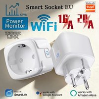 WiFi Smart EU Plug Socket 16A/20A with Power Monitor Timer Function Remote APP Voice Control Works with Tuya Alexa Google Home