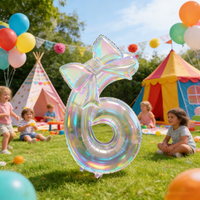 40inch Large Colorful Transparent Bow Digital Balloon Birthday Party Background Decoration Balloon Event Decoration