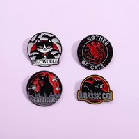 Creative Gothic Jurassic Cat Enamel Pins Mother of Cats Bat Halloween Brooches Accessories Unique Lapel Badges Gift Wholesale