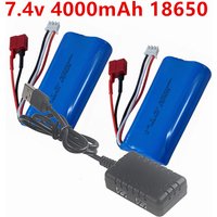7.4V 4000mAh 2S Li-ion battery for 144001 12428 12423 A959-B SCY-16101PRO SCY-16102PRO RC car parts 18650 Battery with 2in1 C