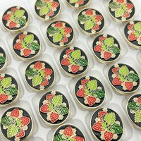10pcs Of 22mm Oval Strawberry Metal Enamel Buttons, Colorful Chinese Style Alloy Buttons for Fashion Apparel