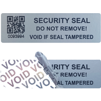 5x1.5cm Mute silve tamper proof sticker with qr code, warranty void seal security label sticker with serial numbers