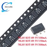 100pcs/20pcs 78L05 SOT89 7805 SOT-89 Output 5V 100mA/150mA/300mA 0.1A/0.15A/3A Linear Voltage Regulator Triode Chip IC Original