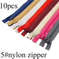 10pcs 5# nylon zipper, self-locking single slider, various sizes, suitable for sewing accessories of pockets, clothing, and bags
