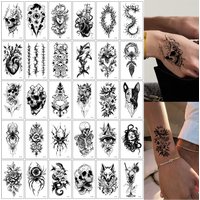 30pcs Halloween Pattern Tattoo Sticker Skull Eye Spider Snake Rose Waterproof Men and Women Arms Ankle Body Temporary Tattoo