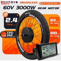 AliExpress LITTLE TT 60V 3000W Electric Bike Conversion Kit 26-29inch 700C Rear Brushless Non-gear Hub Motor Wheel With S-100 Display For Ebike Kit