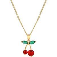 Cherry Charms Necklace for Women,14K Gold Plated Stainless Steel Chain Birthday Gift