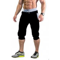 Men's 3/4 Leisure Color Matching Fitness Jogging Pants Tapered Gym below Knee Shorts Slim Fit Training Capri Jogger