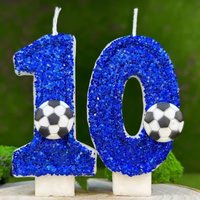 handicraft Creative 0-9 Blue Candles Football Birthday Cake With Drip-Prevention Tray Party Anniversary Cake Decoration