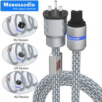 Monosaudio OFC Copper Schuko Power Cable 10AWG Copper Shielding AC Audiophile Power Wire EU/US Pure Copper C15 Female Plug