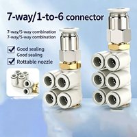 Seven way Double row six tube 4 6 8 10 12mm quick plug air pipe joint one in six out universal rotation Double row quick plug