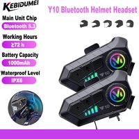 Kebidumei Y10 – casque Bluetooth 5.3 pour moto, écouteurs sans fil, mains libres, 1000 mAh, avec lumières colorées, pour Moto