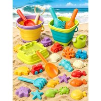 Beach Toy Set, Children Folding Bucket Summer Sand Pool Beach Game Set, Great Holiday Outdoor Play Tools For Boys And Girls