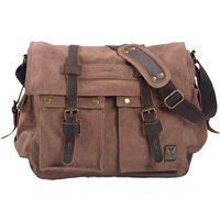 Nesitu Large Quality A4 Vintage Canvas Genuine Leather Women Men Crossbody Travel Shoulder Messenger Bag I AM LEGEND M2138-1