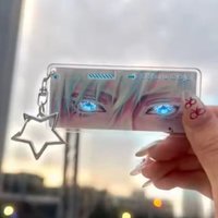 Anime Jujutsu Kaisen Satoru Gojo Keychain Glowing Eyes Effect Charm Fashion Bag Motorcycle Key Accessories for Fans