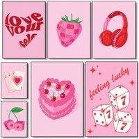 Y2k pink girl 90s Funky poster art HD canvas advanced aesthetic Printing Paper Wall Art for Living Room Home Decor