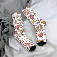 Gynecological Health Cartoon Print Socks Novelty Compression Socks Harajuku Style Comfortable Breathable Casual Fashion Socks
